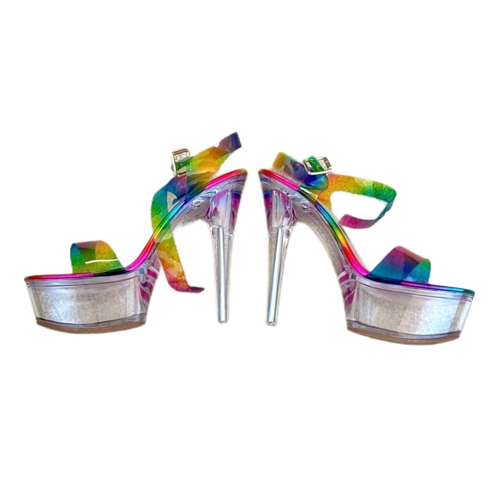 Azalea Wang Rainbow Croix Clear Platform Heels - Picture 7 of 12
